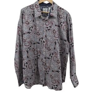 Society of Threads Paisley Dress Shirt‎ Mens XXL Slim Fit Comfort Stretch NWT